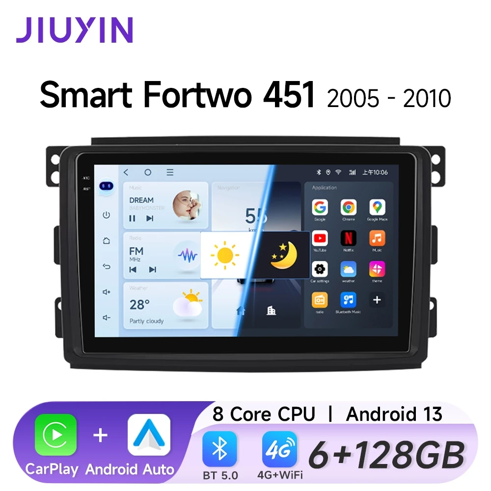 JIUYIN Android 13 Wireless CarPlay Android Auto Radio for Mercedes Benz Smart Fortwo 451 2005 - 2010 Car Player 2 din Autoradio
JIUYIN Android 13 Wireless CarPlay Android Auto Radio for Mercedes Benz Smart Fortwo 451 2005 - 2010 Car Player 2 din Autoradio