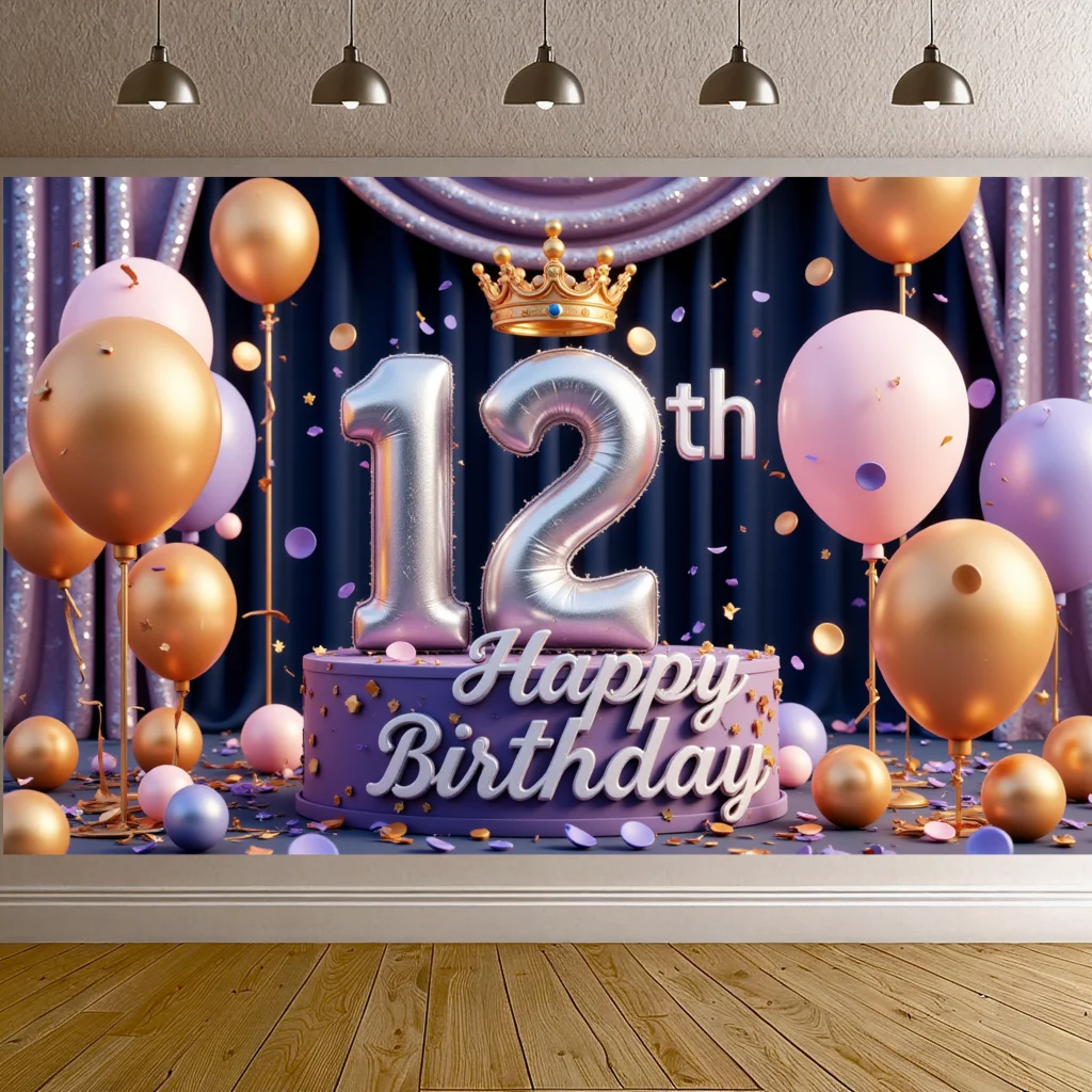Glitter Crown 12th Birthday Banner Backdrop Decorations Polyester Happy Birthday Party Background Kids Party Decor Photo Prop
Glitter Crown 12th Birthday Banner Backdrop Decorations Polyester Happy Birthday Party Background Kids Party Decor Photo Prop