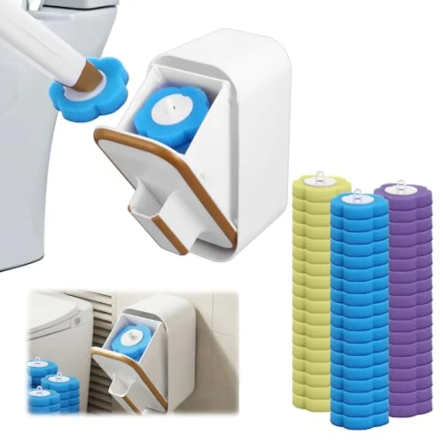 Disposable Toilet Brush with 54 Pcs Ocean/Lavender/Lemon Refill Heads and Holder Includes Storage CaddyandToilet Bowl Wand, Wal
Disposable Toilet Brush with 54 Pcs Ocean/Lavender/Lemon Refill Heads and Holder Includes Storage CaddyandToilet Bowl Wand, Wal