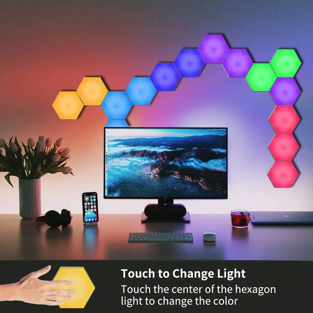 6 10 20 Pcs RGB Hexagon Lights, USB Powered Multicolor Lighting Modes Hexagonal Honeycomb Light Creative Geometric Assembled DI
6 10 20 Pcs RGB Hexagon Lights, USB Powered Multicolor Lighting Modes Hexagonal Honeycomb Light Creative Geometric Assembled DI