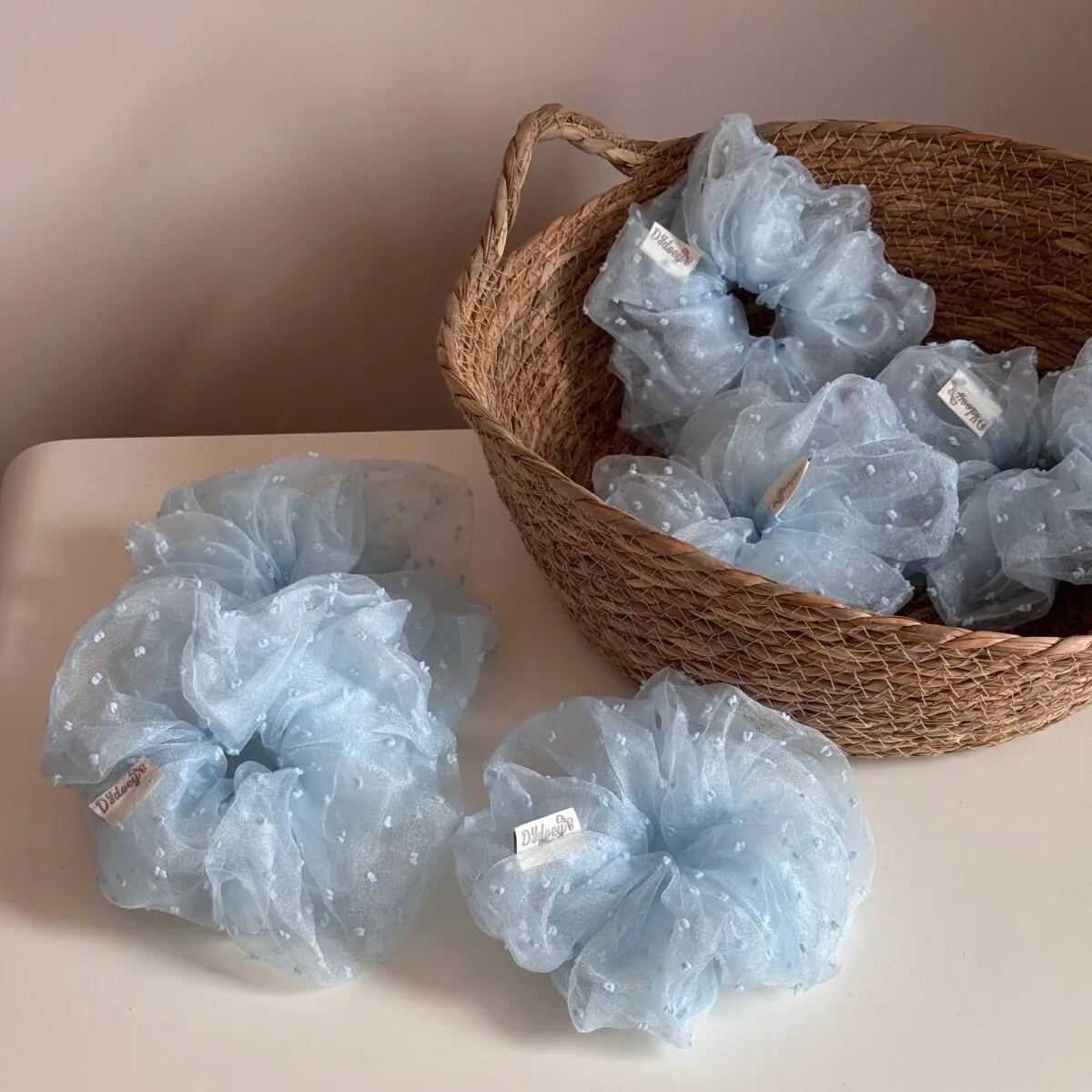 Premium Sea Salt Blue Polka Dot Mesh Hair Scrunchie for Messy Bun Ethereal Korean New Lightweight Portable Daily Wear
Premium Sea Salt Blue Polka Dot Mesh Hair Scrunchie for Messy Bun Ethereal Korean New Lightweight Portable Daily Wear