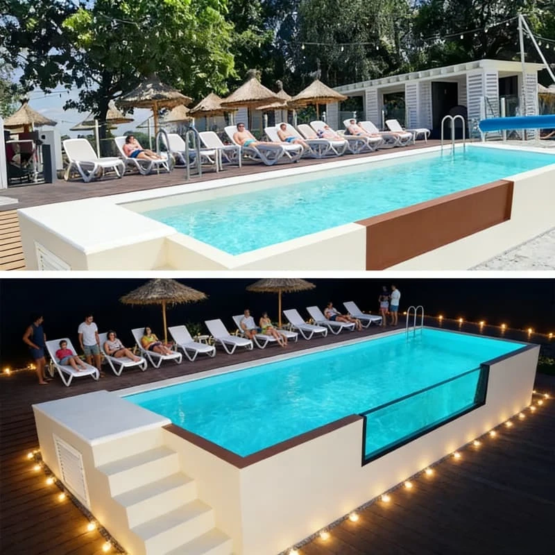 Large Container Swimming Pool 20ft 40ft Long Durable Outdoor Above Ground Swimming Container for Resort Family Customized Sale
Large Container Swimming Pool 20ft 40ft Long Durable Outdoor Above Ground Swimming Container for Resort Family Customized Sale