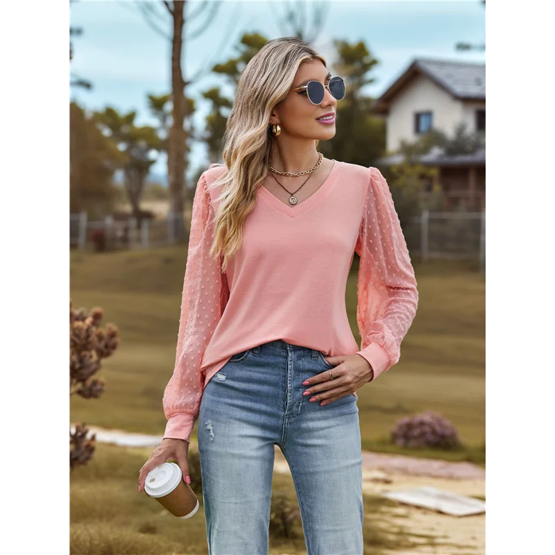 【】Women's Blouses Dressy Casual V Neck Top Dot Balloon Long Sleeve Shirts 
【】Women's Blouses Dressy Casual V Neck Top Dot Balloon Long Sleeve Shirts