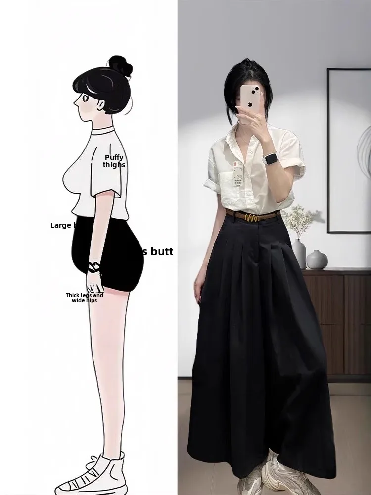 Summer Fashion plus Size Women's Shirt Wide Leg Pants Skirt Set Commute Style Short Sleeve Age Defying Ensemble Casual Wear
Summer Fashion plus Size Women's Shirt Wide Leg Pants Skirt Set Commute Style Short Sleeve Age Defying Ensemble Casual Wear