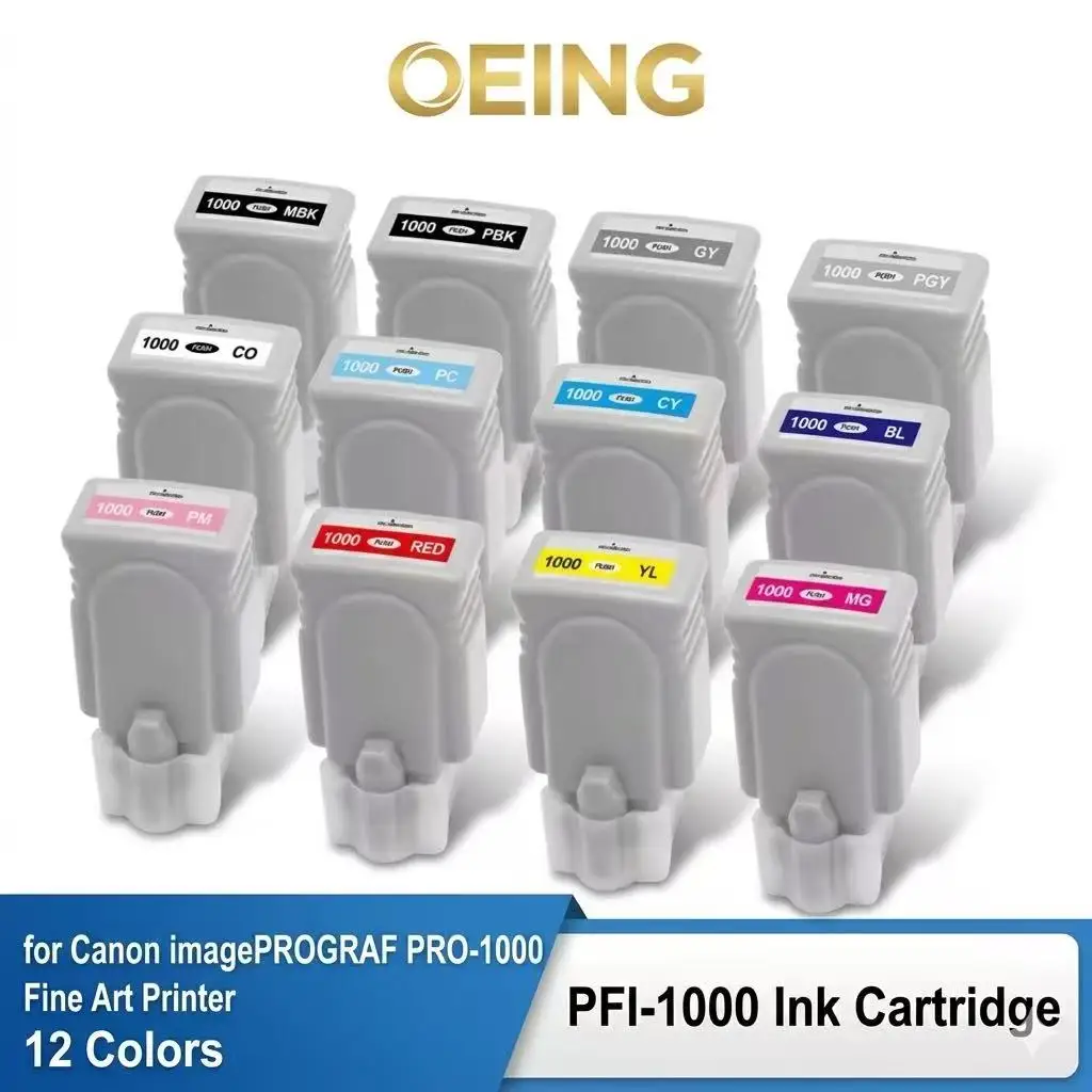 Compatible PFI-1000 PFI1000 80ml Photo Pigment Ink Cartridge for Canon imagePROGRAF PRO-1000 Fine Art Printer 12 Colors
Compatible PFI-1000 PFI1000 80ml Photo Pigment Ink Cartridge for Canon imagePROGRAF PRO-1000 Fine Art Printer 12 Colors