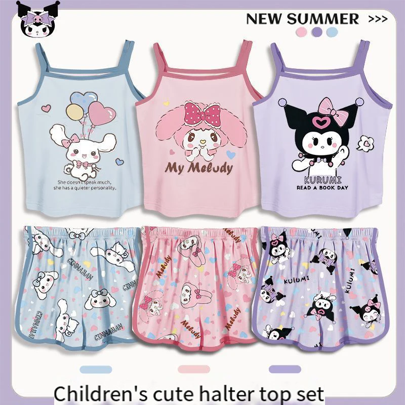 Melody Kuromi Strap Pajama Bow Anime Cinnamoroll Cotton Children's Thin Ice Silk Kawaii Sleeveless Home Clothing Set Girls Gift
Melody Kuromi Strap Pajama Bow Anime Cinnamoroll Cotton Children's Thin Ice Silk Kawaii Sleeveless Home Clothing Set Girls Gift