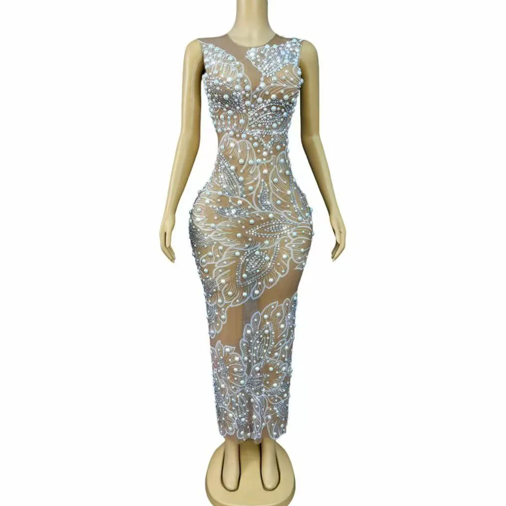 Luxury Sexy Nude Mesh Shiny Pearls Rhinestones Trim fit Dress Cocktail party Evening Gown Red carpet Show Photoshoot Stage Wear
Luxury Sexy Nude Mesh Shiny Pearls Rhinestones Trim fit Dress Cocktail party Evening Gown Red carpet Show Photoshoot Stage Wear