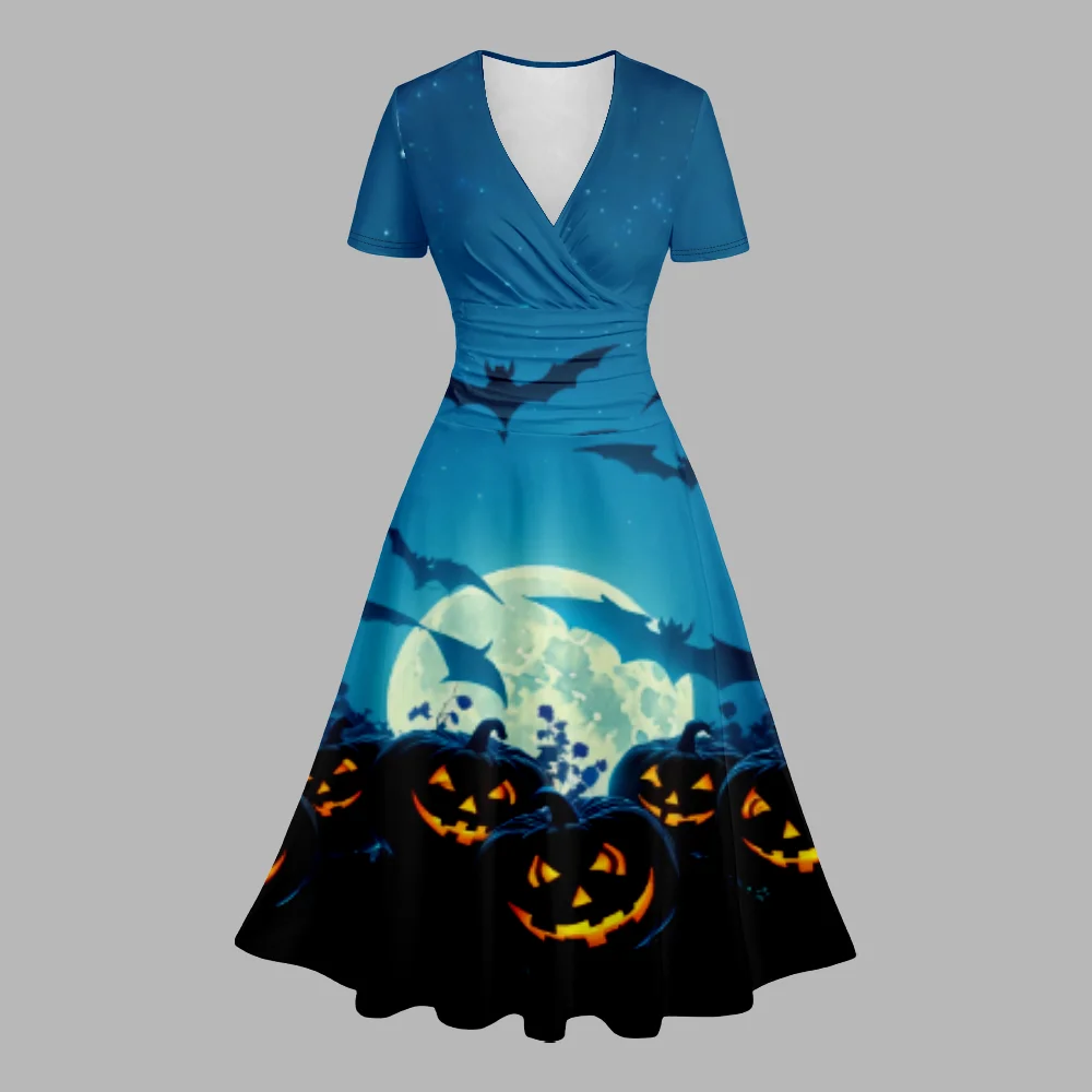 Summer Dress Women Halloween Pumpkin Stylish Party Dress Fashion V Neck A-Line Dresses Evening Dresses Girl Vestido Trendy Robe
Summer Dress Women Halloween Pumpkin Stylish Party Dress Fashion V Neck A-Line Dresses Evening Dresses Girl Vestido Trendy Robe