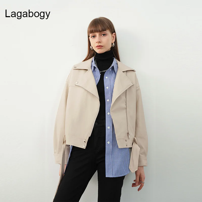 Autumn Soft Lagabogy Women New Faux Spring Leather Motorcycle Jacket Female With Belt Solid Lady Loose Casual PU Coat Outwear
Autumn Soft Lagabogy Women New Faux Spring Leather Motorcycle Jacket Female With Belt Solid Lady Loose Casual PU Coat Outwear