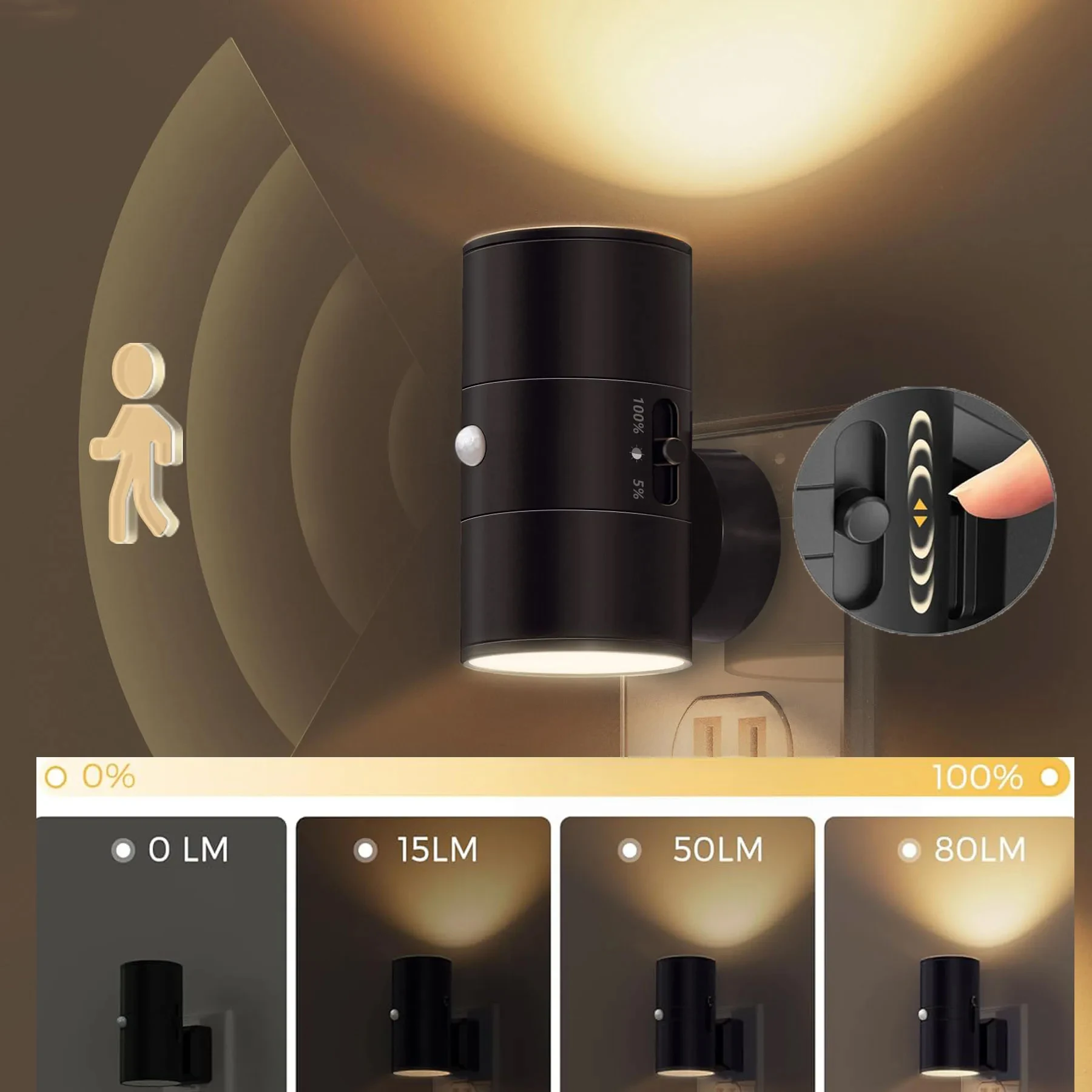 LED Motion Sensor Night Light Plug in 3000K Dimmable Wall Lamp For Bathroom Hallway Stairway Bedroom Bedside Lamp
LED Motion Sensor Night Light Plug in 3000K Dimmable Wall Lamp For Bathroom Hallway Stairway Bedroom Bedside Lamp