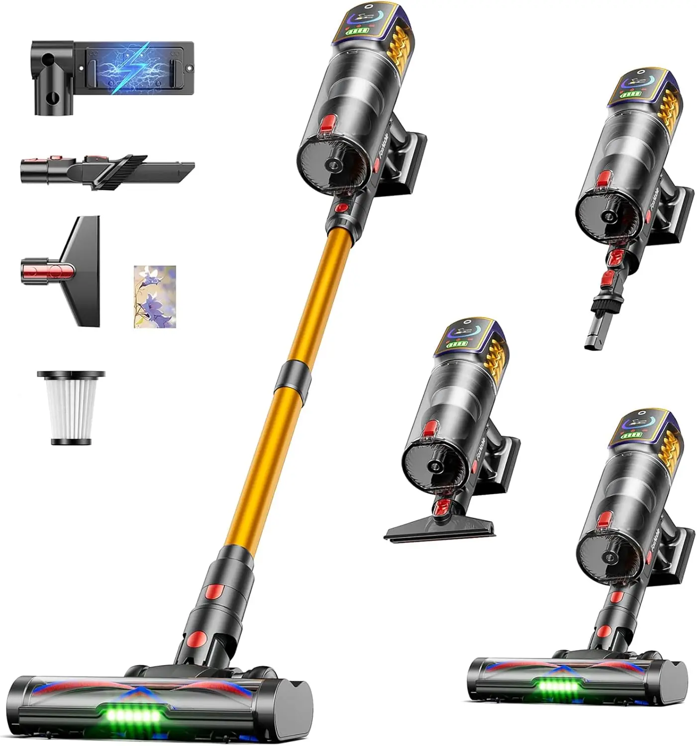Cordless Vacuum Cleaner 55KPa 650W 65Mins, Stick Vacuum with LED Display Anti-Tangle Brush for Home Floors Carpet Pet Hair
Cordless Vacuum Cleaner 55KPa 650W 65Mins, Stick Vacuum with LED Display Anti-Tangle Brush for Home Floors Carpet Pet Hair