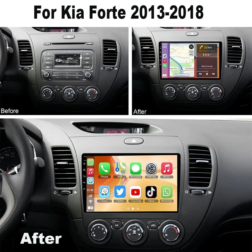 Автомобильная стереосистема Android 13 подходит для Carplay GPS Navi и CAM 4 + 64 ГБ, совместимая с Kia Forte 2013-2018
Автомобильная стереосистема Android 13 подходит для Carplay GPS Navi и CAM 4 + 64 ГБ, совместимая с Kia Forte 2013-2018