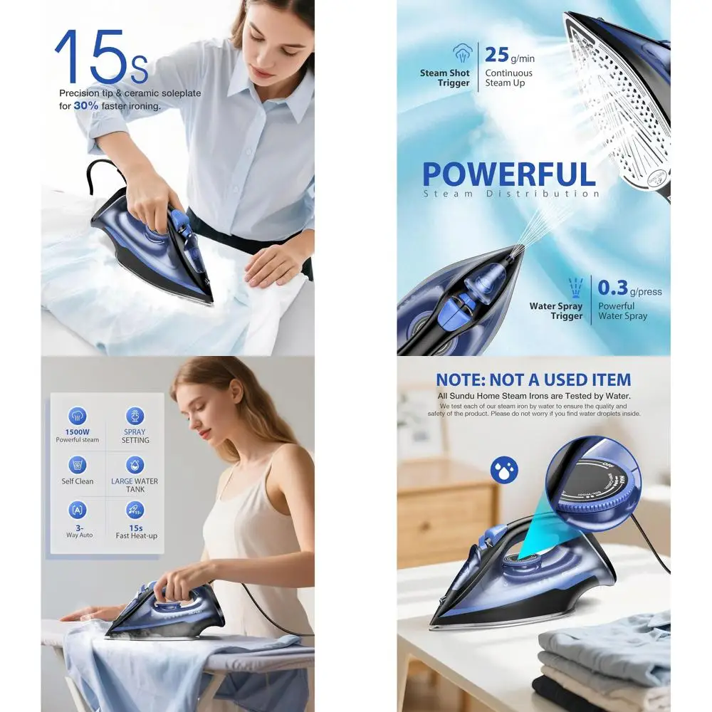 Паровой утюг с керамическим покрытием, мощностью 1500 Вт, быстрым нагревом, точным регулятором, функцией самоочистки, автоматическим отключением и резервуаром на 450 мл для домашнего использования
Паровой утюг с керамическим покрытием, мощностью 1500 Вт, быстрым нагревом, точным регулятором, функцией самоочистки, автоматическим отключением и резервуаром на 450 мл для домашнего использования