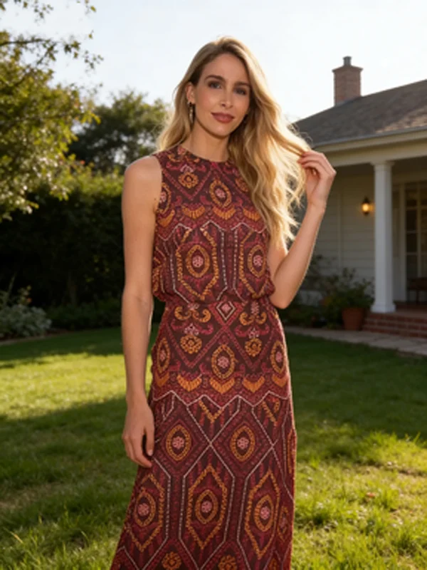 Women's Print Two-Piece Red Set Flare Skirt Sleeveless High Neck Two-Piece Chic Ensemble 2026 Vacation Party Daily Fashion Suits
Women's Print Two-Piece Red Set Flare Skirt Sleeveless High Neck Two-Piece Chic Ensemble 2026 Vacation Party Daily Fashion Suits