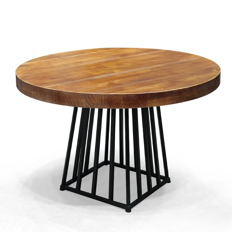 Factory, simple household solid wood round dining table, retro restaurant wrought iron round table
Factory, simple household solid wood round dining table, retro restaurant wrought iron round table