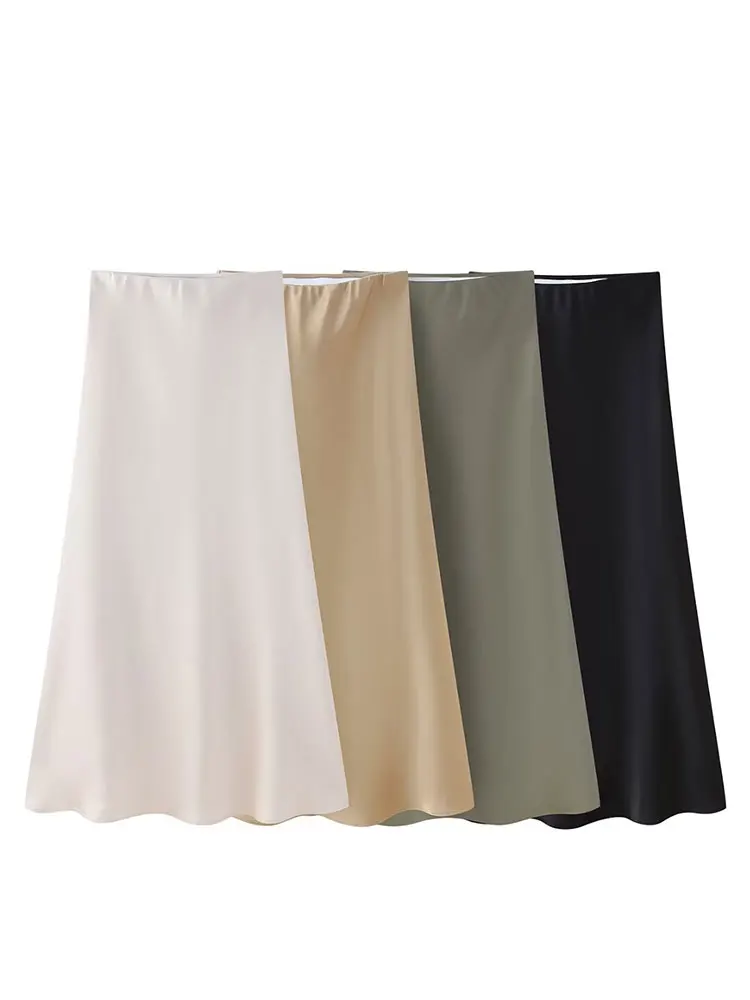 TELLHONEY Women Fashion Elastic Waist Satin High Waist Skirt Female Casual French Style A Line Solid Simply Midi Skirts
TELLHONEY Women Fashion Elastic Waist Satin High Waist Skirt Female Casual French Style A Line Solid Simply Midi Skirts