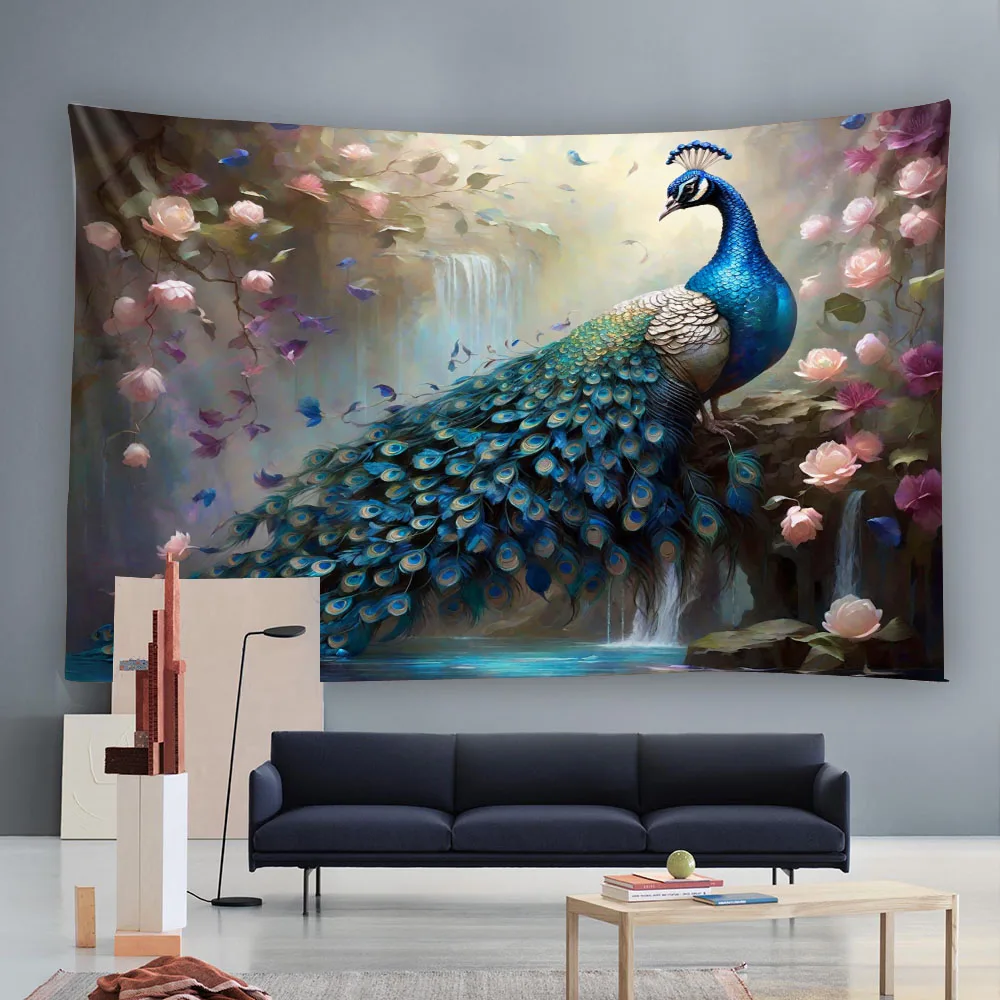 Peacock oil painting tapestry flower waterfall wall hanging cloth multi size blanket background cloth home aesthetic decoration
Peacock oil painting tapestry flower waterfall wall hanging cloth multi size blanket background cloth home aesthetic decoration