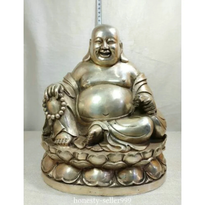 10.4'' Old Dynasty Bronze Miao Silver Lotus Happy Laugh Maitreya Buddha Statue
10.4'' Old Dynasty Bronze Miao Silver Lotus Happy Laugh Maitreya Buddha Statue