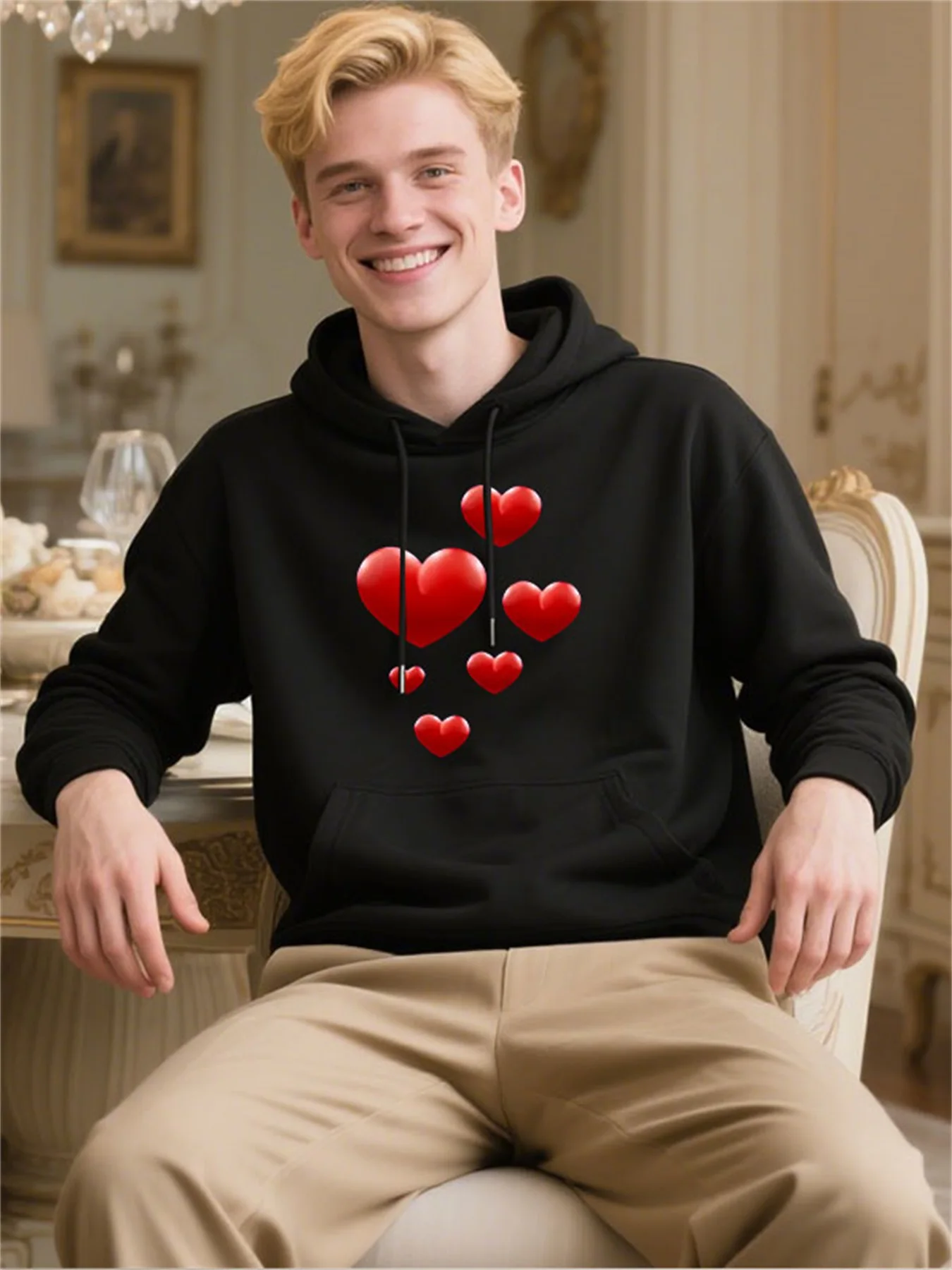 Women's Soft Cotton Hooded Sweatshirt With Heart Prints, Cozy Comfort Front Pocket Design, Lovely Valentine Gift For Everyday
Women's Soft Cotton Hooded Sweatshirt With Heart Prints, Cozy Comfort Front Pocket Design, Lovely Valentine Gift For Everyday