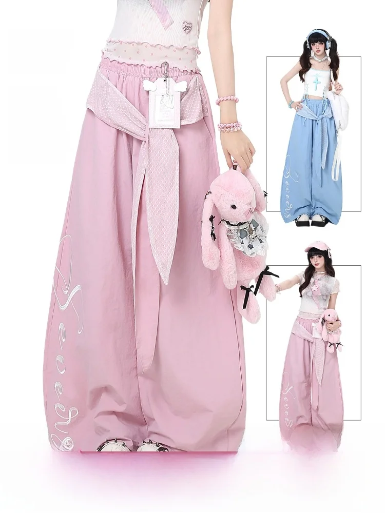 American Style Lace Tie-Band Fake Two-Piece Embroidery Design Loose High Waist Casual Knife-Shape Pants Long Trousers
American Style Lace Tie-Band Fake Two-Piece Embroidery Design Loose High Waist Casual Knife-Shape Pants Long Trousers
