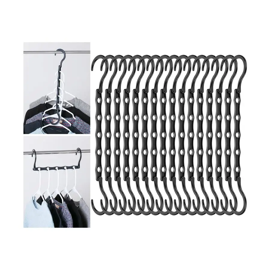 Space Saving Hangers for Clothes, 16 pcs, Black, Plastic Multi Clothes Hangers Space Saving, 5 Slots, 360 Rotating Hooks
Space Saving Hangers for Clothes, 16 pcs, Black, Plastic Multi Clothes Hangers Space Saving, 5 Slots, 360 Rotating Hooks