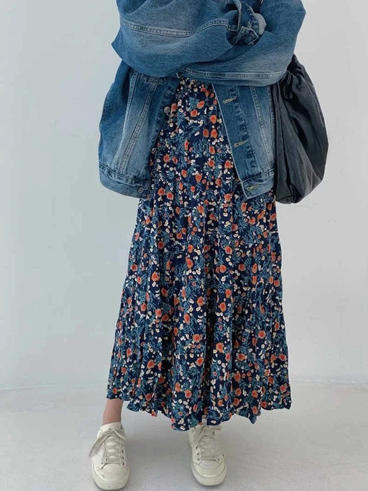 2024 Vintage Blue Flower Print Skirt for Women Summer New High Waist A-line Skirts Lazy All-match Mid-length Loose Faldas Mujer
2024 Vintage Blue Flower Print Skirt for Women Summer New High Waist A-line Skirts Lazy All-match Mid-length Loose Faldas Mujer