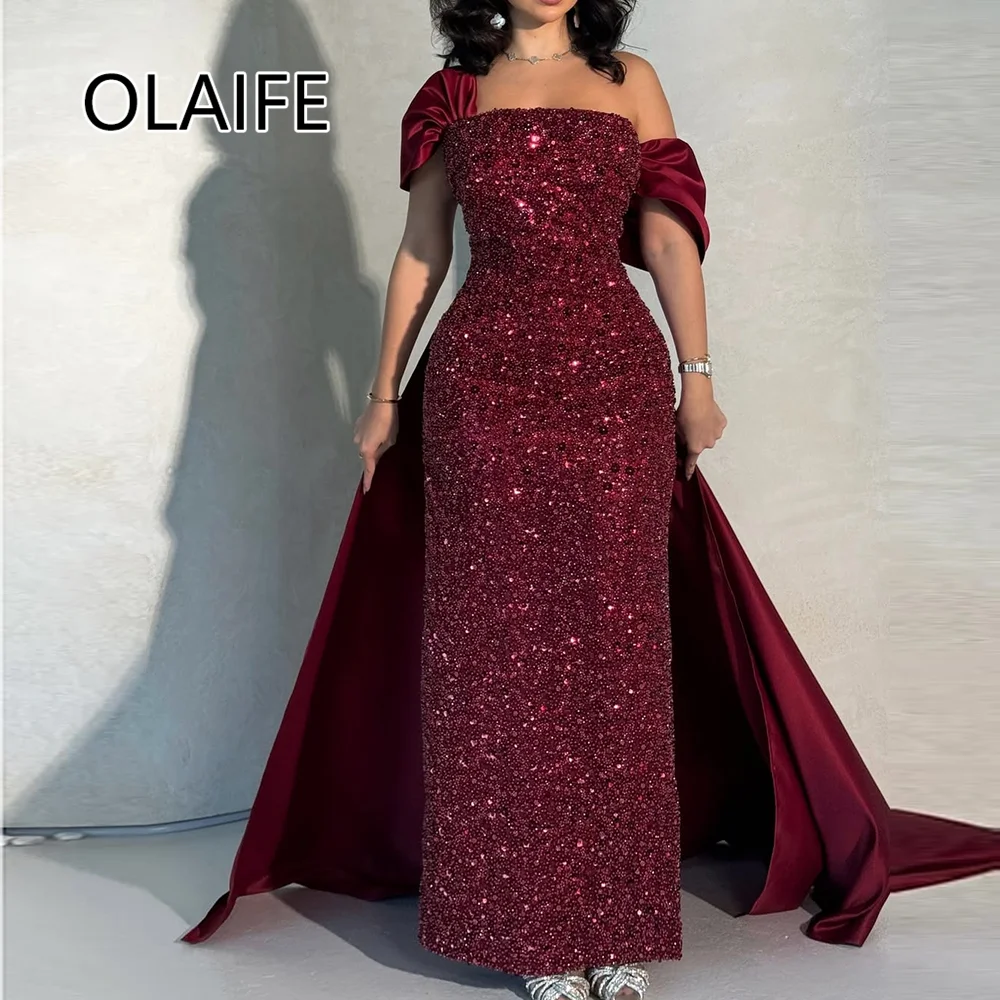 Dazzling Boat Collar Sequins Sparkly Special Occasions Dress Customzied Sheath Prom Cocktail Dress Detachable Trian Bridal Gown
Dazzling Boat Collar Sequins Sparkly Special Occasions Dress Customzied Sheath Prom Cocktail Dress Detachable Trian Bridal Gown