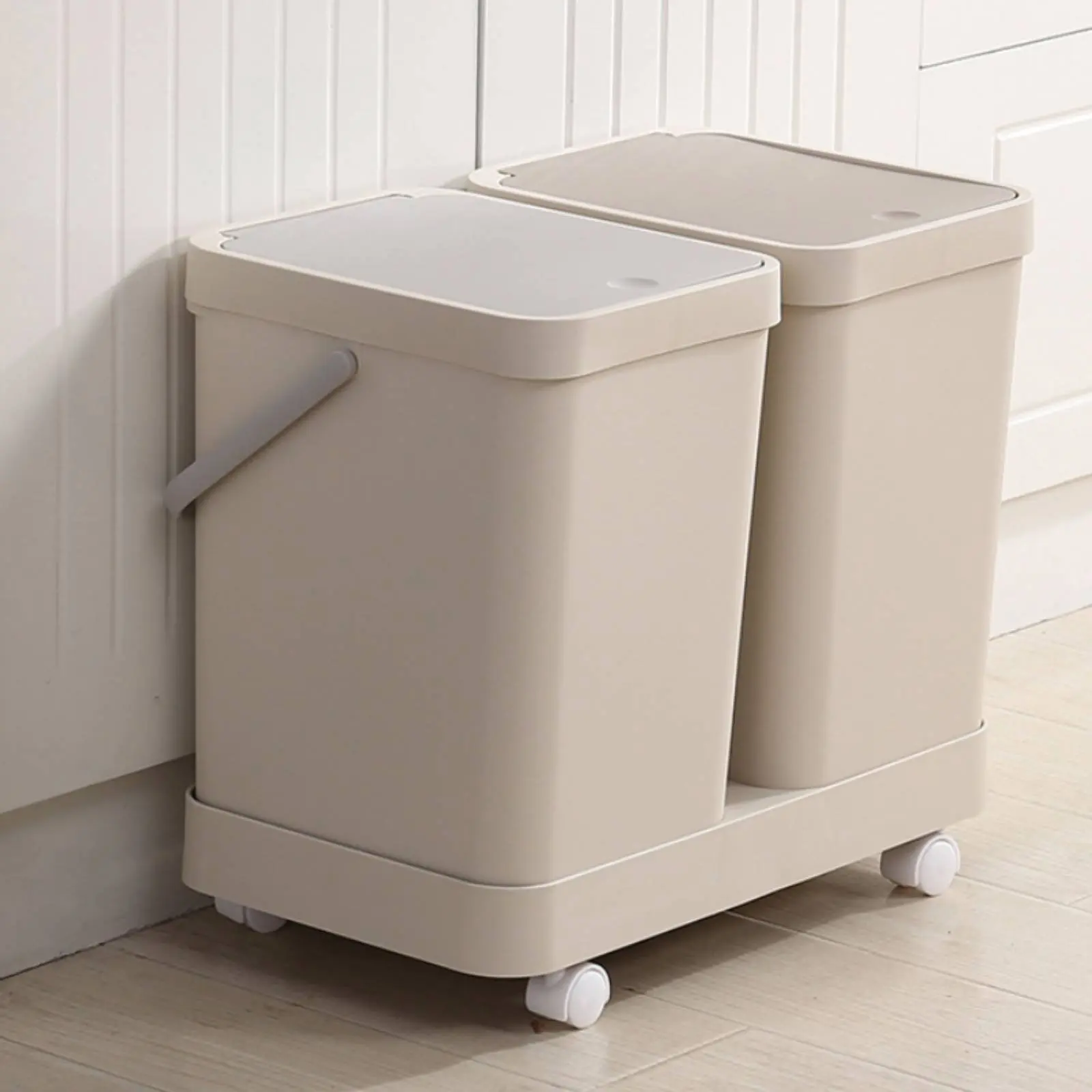 3-Compartment Trash Can Easy to Move Wheeled Sorting Bin 3 Compartment Trash Can Handle Design Kitchen Waste Sorter Space Saving
3-Compartment Trash Can Easy to Move Wheeled Sorting Bin 3 Compartment Trash Can Handle Design Kitchen Waste Sorter Space Saving