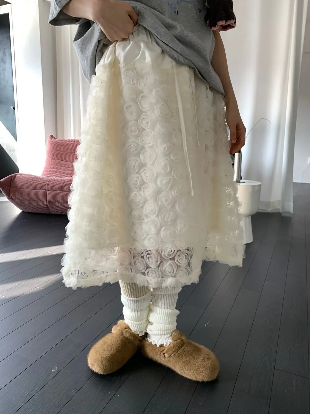 3D Rose Flower Me f Skirt Women's Elastic Waist Lace Trim Splice Sweet Anti-aging A-line Midi Skirt Faionable
3D Rose Flower Me f Skirt Women's Elastic Waist Lace Trim Splice Sweet Anti-aging A-line Midi Skirt Faionable