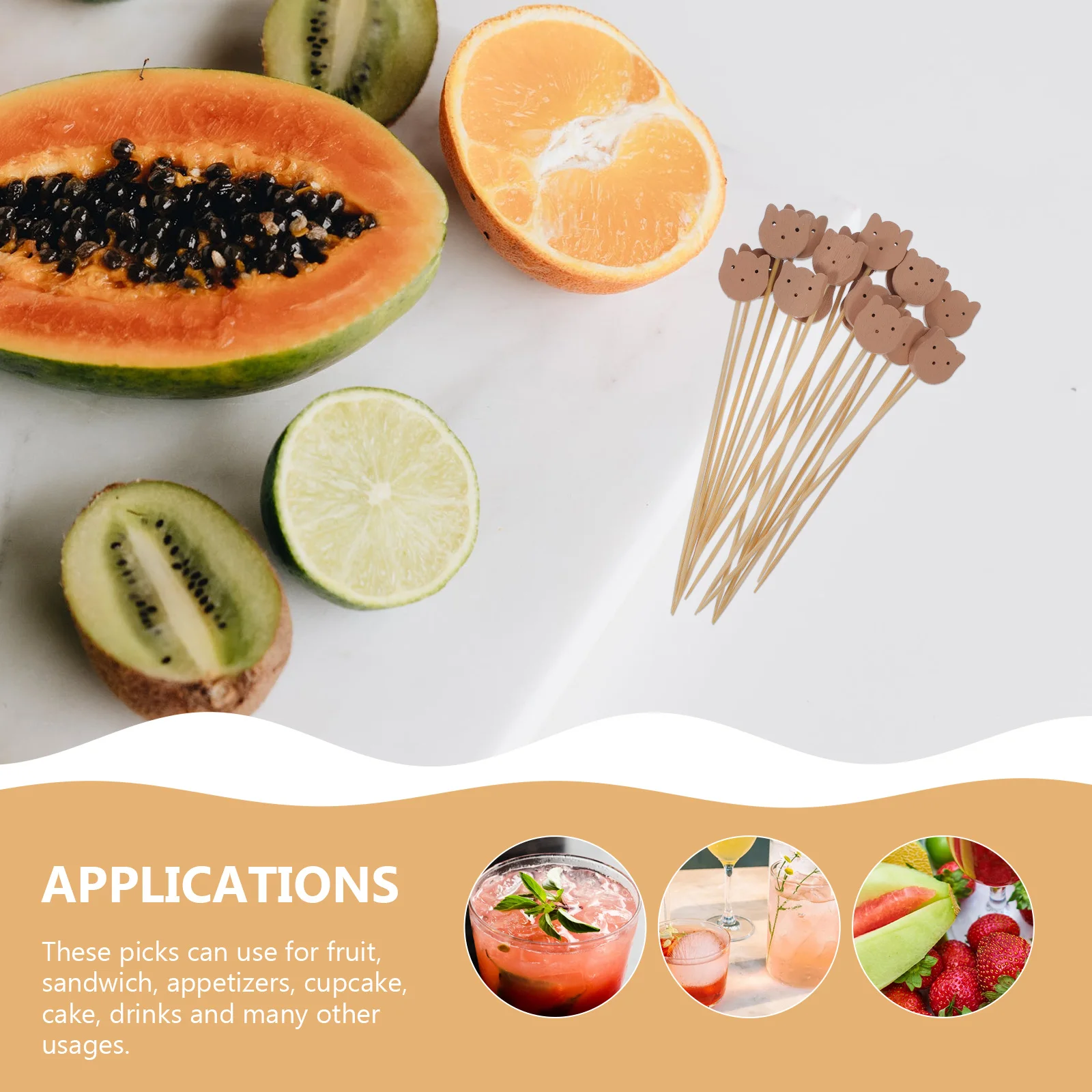 100Pack Bamboo Cocktail Picks Decorative Flower Skewers Bear for Wedding Birthday Party Fruit Sticks Toothpicks
100Pack Bamboo Cocktail Picks Decorative Flower Skewers Bear for Wedding Birthday Party Fruit Sticks Toothpicks