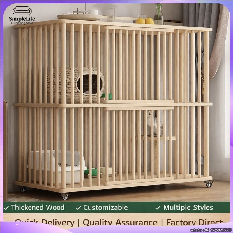 Large Double-Layer Solid Wood Cat Cage with Spacious Indoor Cat Villa Mobile Cat Cabinet Breeding Shelter and Comfortable
Large Double-Layer Solid Wood Cat Cage with Spacious Indoor Cat Villa Mobile Cat Cabinet Breeding Shelter and Comfortable