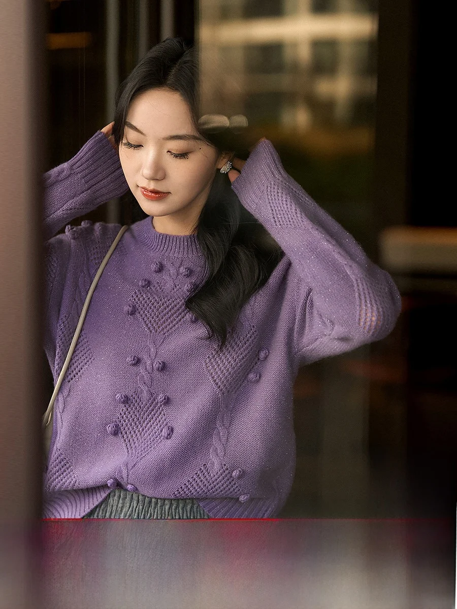 XiaoHanGe Romantic Sweet Camere Wool Sparkling Knitted Sweater Hollow out round Ne Hand Crocheted Women's Top
XiaoHanGe Romantic Sweet Camere Wool Sparkling Knitted Sweater Hollow out round Ne Hand Crocheted Women's Top