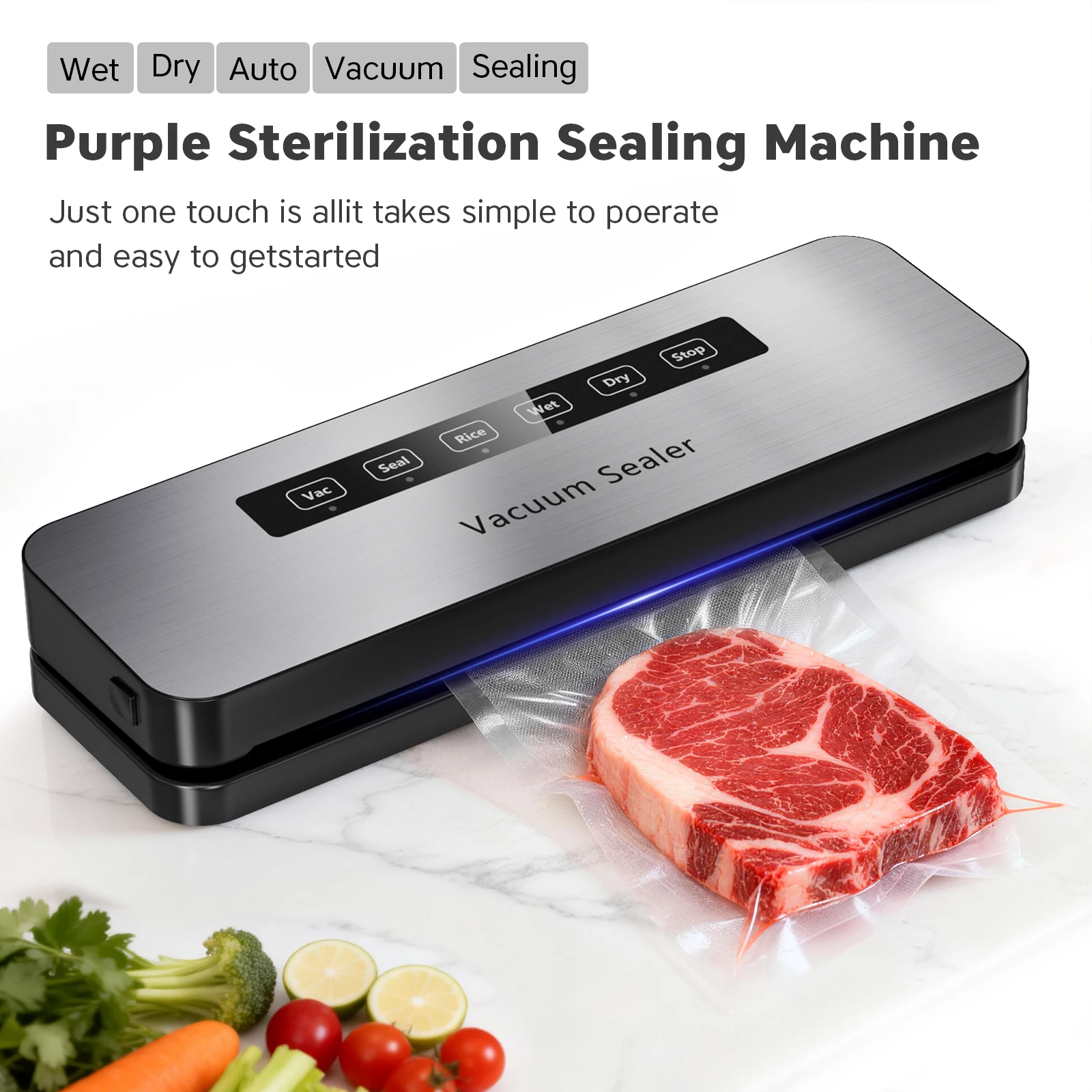 Автоматический вакуумный упаковщик для продуктов на 6 кнопок, для сухих и влажных продуктов, с функцией хранения в холодильнике
Автоматический вакуумный упаковщик для продуктов на 6 кнопок, для сухих и влажных продуктов, с функцией хранения в холодильнике