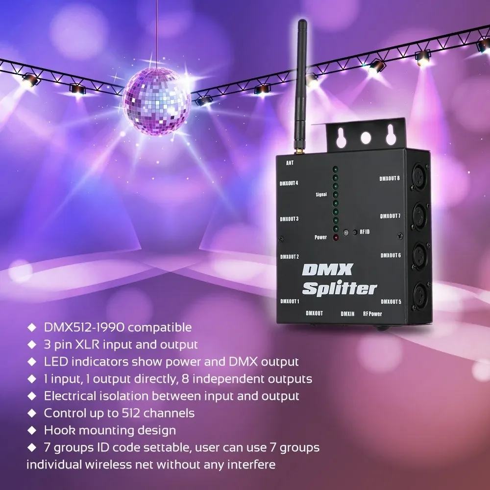 Optical Splitter 8Channels DMX512 Wireless Distribution Amplifier for Party DJ Show Club Disco KTV Stage Light Drop Shipping
Optical Splitter 8Channels DMX512 Wireless Distribution Amplifier for Party DJ Show Club Disco KTV Stage Light Drop Shipping