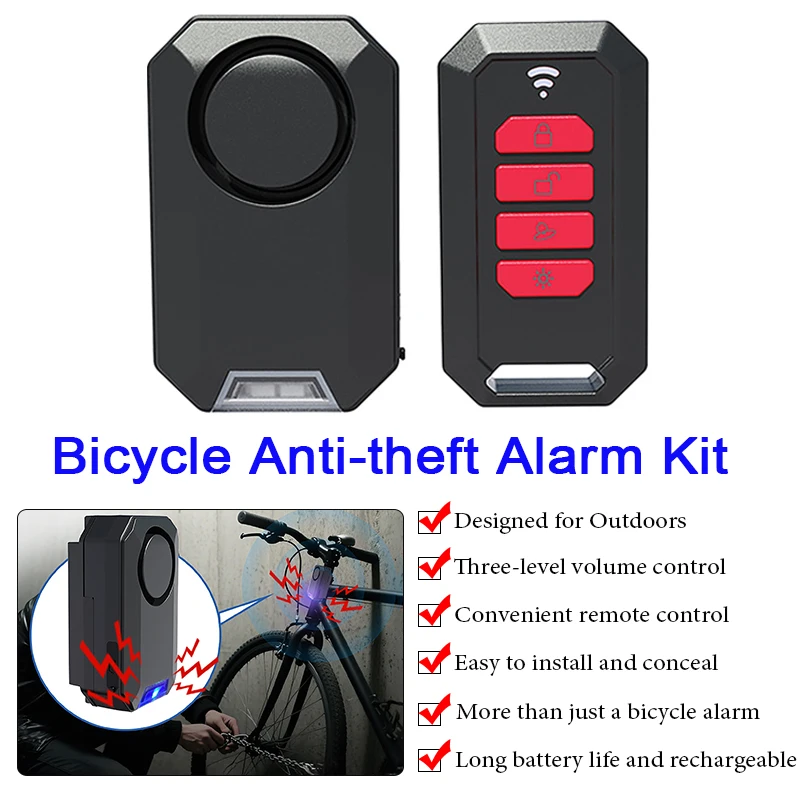 Smart Bike Alarm with Remote Control 135dB Adjustable Siren Multi-color Ambient Light Rechargeable Multifunctional Bicycle Alarm
Smart Bike Alarm with Remote Control 135dB Adjustable Siren Multi-color Ambient Light Rechargeable Multifunctional Bicycle Alarm