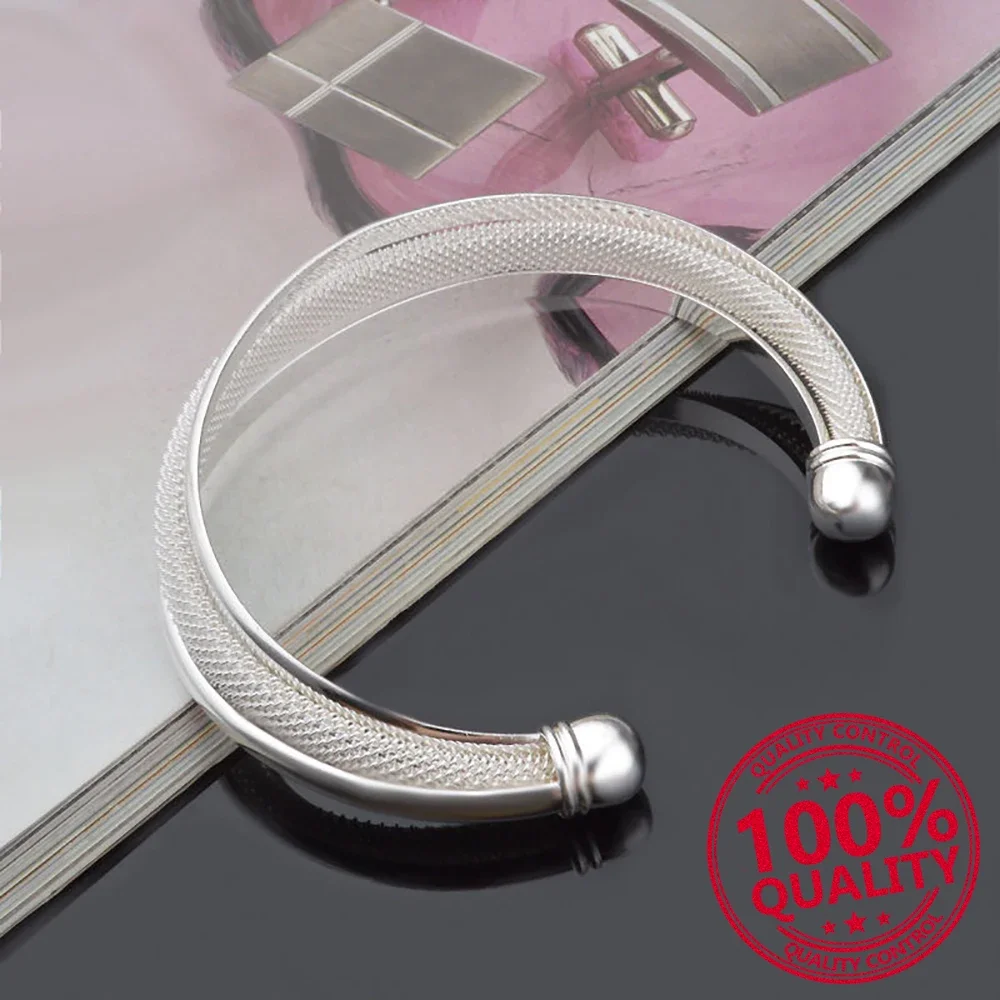 Real 925 Sterling Silver Cuff Bracelet For Women Man Double Lines Hollow Mesh Bangles pulsera hombre Fashion Jewelry Gift
Real 925 Sterling Silver Cuff Bracelet For Women Man Double Lines Hollow Mesh Bangles pulsera hombre Fashion Jewelry Gift