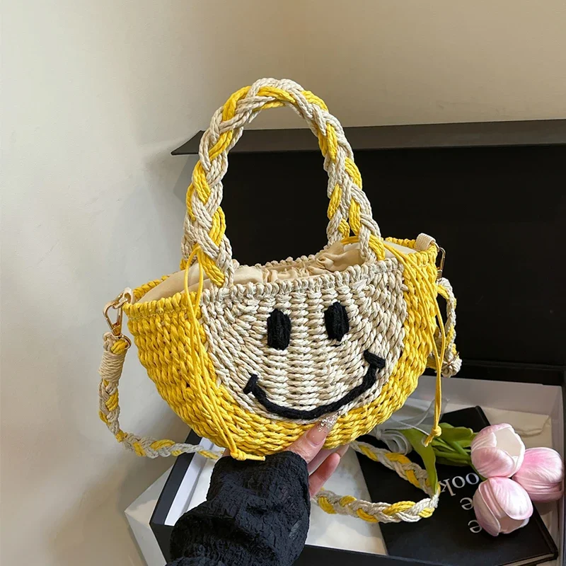 Summer Straw Bag Women Designer Handmade Woven Handbag Small Half Moon Crossbody Bag Cute Cartoon Handbag Beach Travel Bag
Summer Straw Bag Women Designer Handmade Woven Handbag Small Half Moon Crossbody Bag Cute Cartoon Handbag Beach Travel Bag