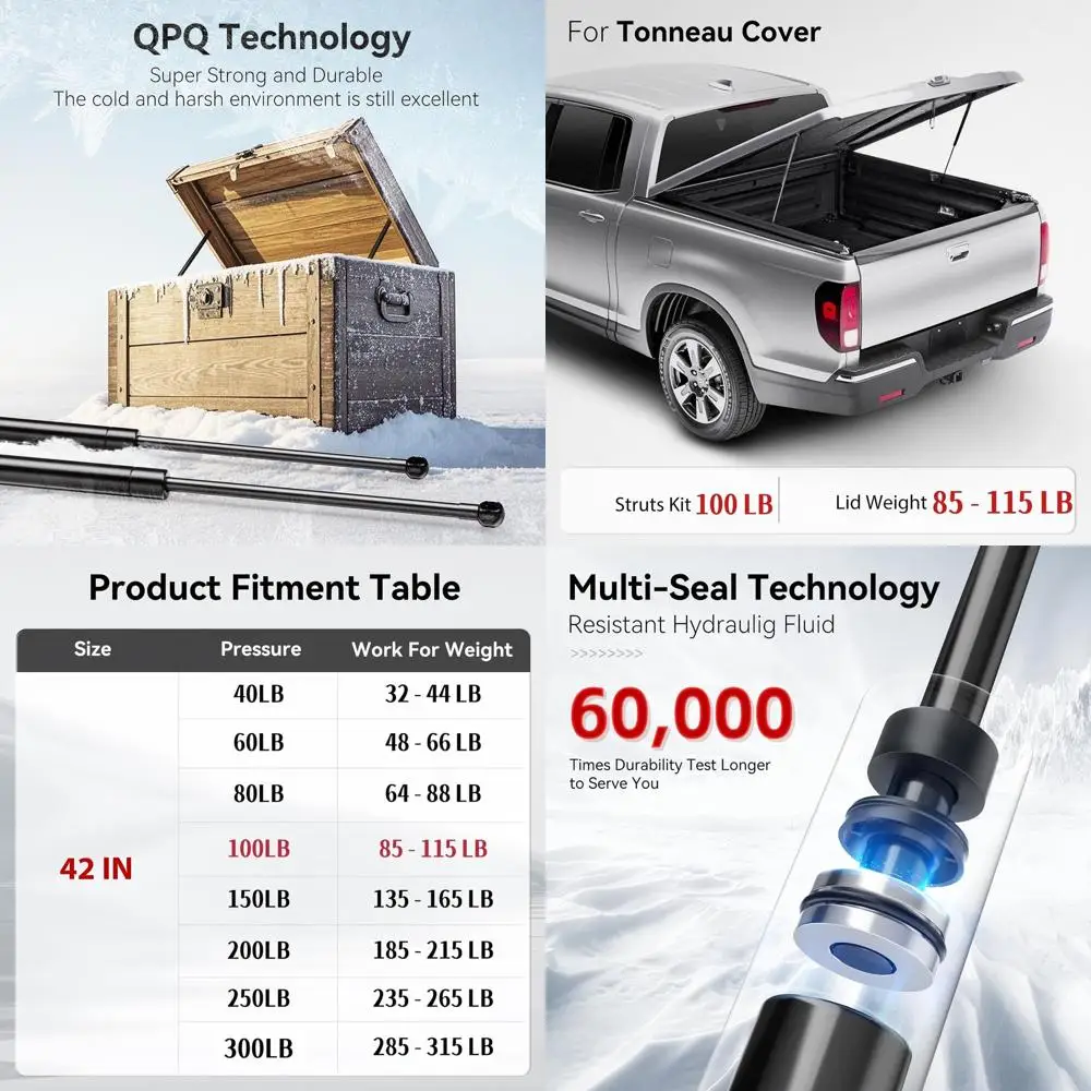 Пара сверхмощных газовых стоек объемом 42 100 фунтов для чехлов Tonneau, дверей автофургонов, кроватей грузовиков и изготовленных на заказ деревянных чехлов
Пара сверхмощных газовых стоек объемом 42 100 фунтов для чехлов Tonneau, дверей автофургонов, кроватей грузовиков и изготовленных на заказ деревянных чехлов