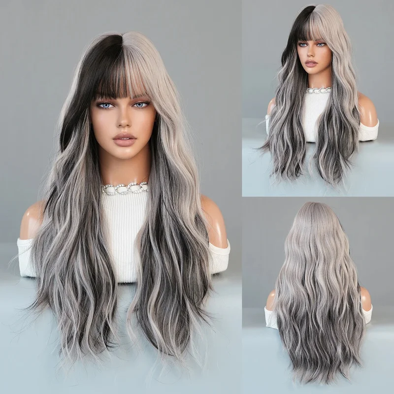 Long Wave Black Mixed Blonde Wig With Bangs Synthetic Hair Cosplay For Halloween
Long Wave Black Mixed Blonde Wig With Bangs Synthetic Hair Cosplay For Halloween