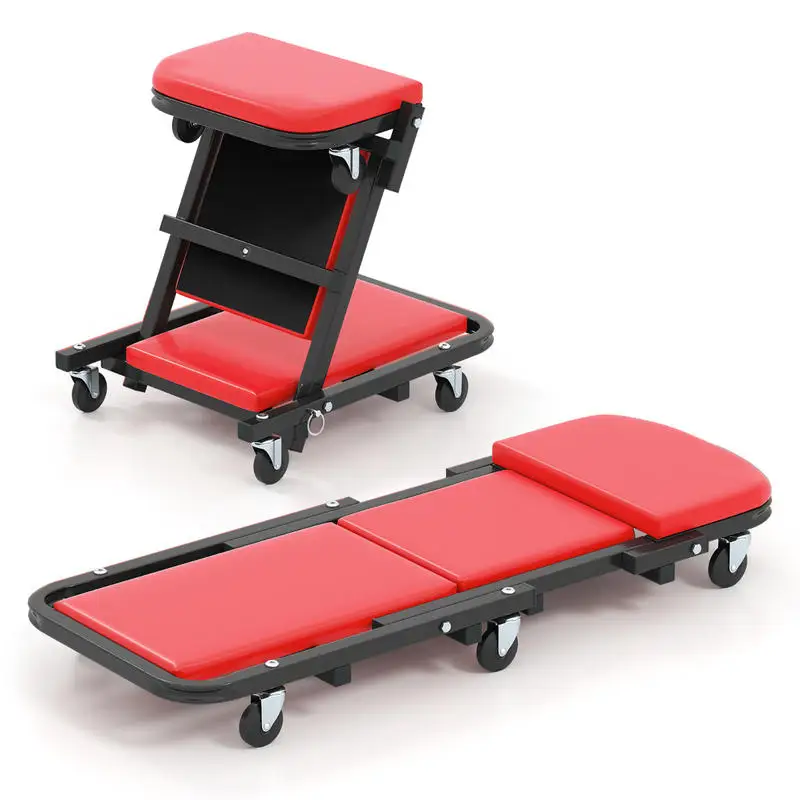 2-in-1 Folding Low Profile Mechanic Creeper with Padded Seat and 6 Wheels-Red
2-in-1 Folding Low Profile Mechanic Creeper with Padded Seat and 6 Wheels-Red