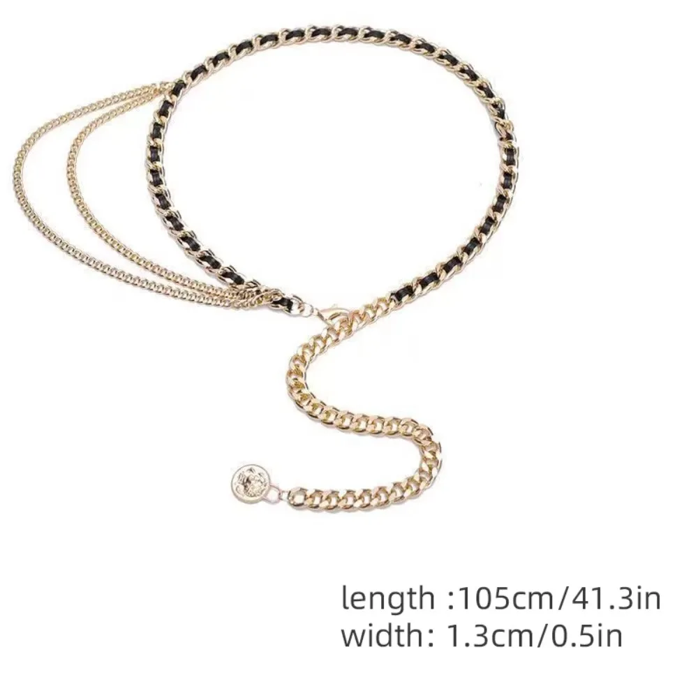 Fashion Metal Waist Chain Round Flower Pendant Adjustable Women Waistband Chain Strap Rope Dress Shirt Decoration Waistband
Fashion Metal Waist Chain Round Flower Pendant Adjustable Women Waistband Chain Strap Rope Dress Shirt Decoration Waistband
