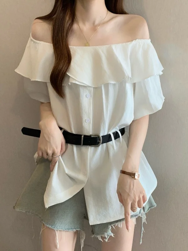 Elegant Lace Trim Shoulder Bared Short Sleeve Shirt Women's plus Size mid Length Top Korean Style Commute Fashion 2026 Summer...
Elegant Lace Trim Shoulder Bared Short Sleeve Shirt Women's plus Size mid Length Top Korean Style Commute Fashion 2026 Summer...