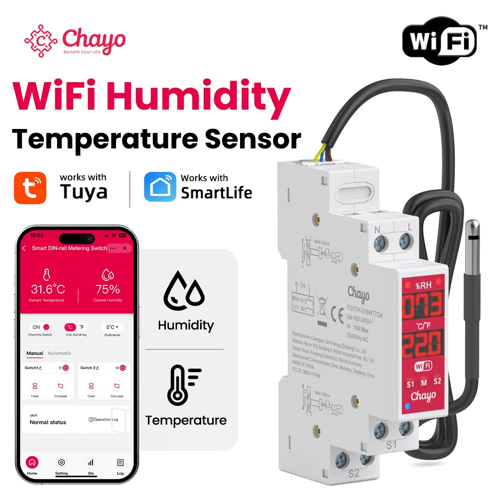 TONGOU Wifi Switch Temp and Humidity Sensor Din rail 18mm 2-Gang, 3840W AC/300W DC, Timer, Smart Life/Alexa/Google Tuya Smart
TONGOU Wifi Switch Temp and Humidity Sensor Din rail 18mm 2-Gang, 3840W AC/300W DC, Timer, Smart Life/Alexa/Google Tuya Smart