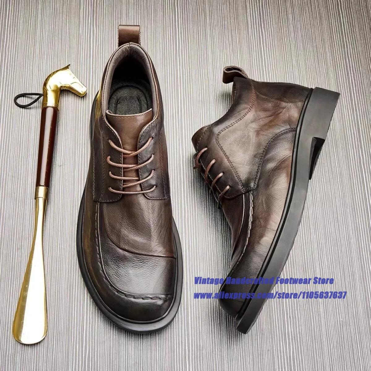 Thick Sole Brown/black Leather Men's Shoes Height Increasing Lace-up Business Dress Shoes Vintage Handcrafted Men's Shoes
Thick Sole Brown/black Leather Men's Shoes Height Increasing Lace-up Business Dress Shoes Vintage Handcrafted Men's Shoes