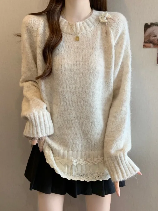 Ele Long Sve женский свитер с кружевной отделкой по подолу, повседневный Sle из мягкой полиэстеровой ткани, зимний модный топ больших размеров
Ele Long Sve женский свитер с кружевной отделкой по подолу, повседневный Sle из мягкой полиэстеровой ткани, зимний модный топ больших размеров