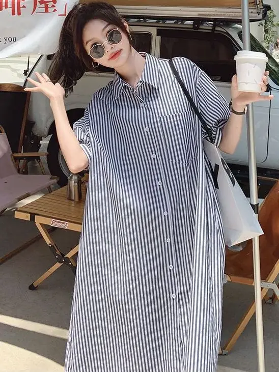 plus Size Women's Casual Neck Striped Shirt Dress Slimming High Waist Long Summer Skirt Korean Style Commute Wind Folded...
plus Size Women's Casual Neck Striped Shirt Dress Slimming High Waist Long Summer Skirt Korean Style Commute Wind Folded...