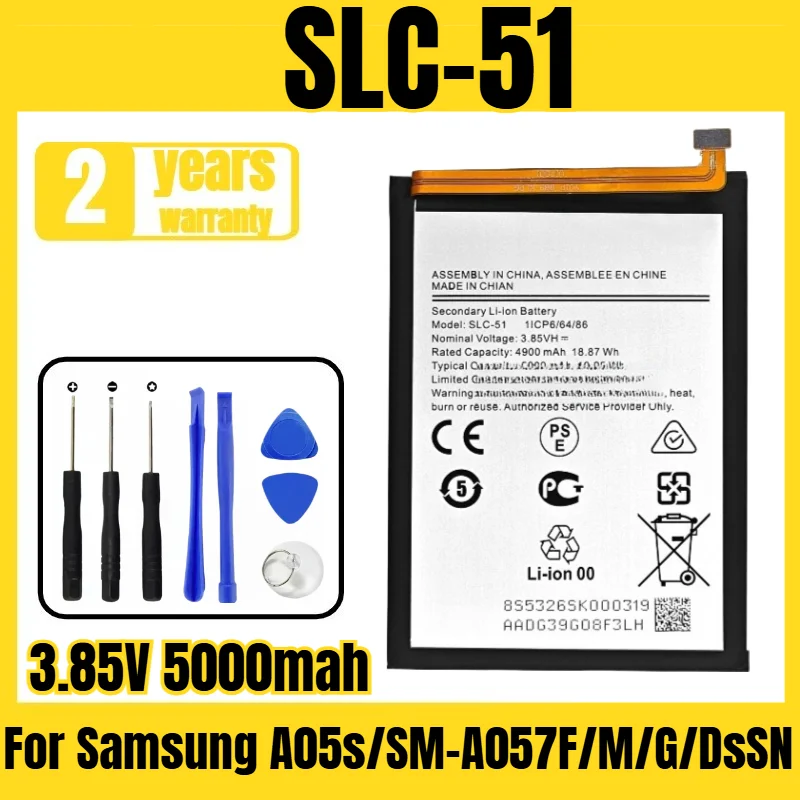 SLC-51 Samsung mobile phone battery,suitable for Samsung A05s/SM-A057F/M/G/DsSN battery tool delivery 3.85V 5000mah
SLC-51 Samsung mobile phone battery,suitable for Samsung A05s/SM-A057F/M/G/DsSN battery tool delivery 3.85V 5000mah