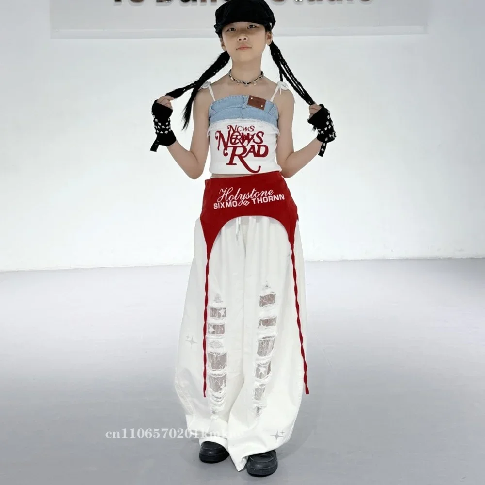 Women Hip Hop Crop Tank Top Ripped Jeans Kids K-pop Cami Set Denim Pants Street Dance Clothes Sets Children Girl Group Costumes
Women Hip Hop Crop Tank Top Ripped Jeans Kids K-pop Cami Set Denim Pants Street Dance Clothes Sets Children Girl Group Costumes
