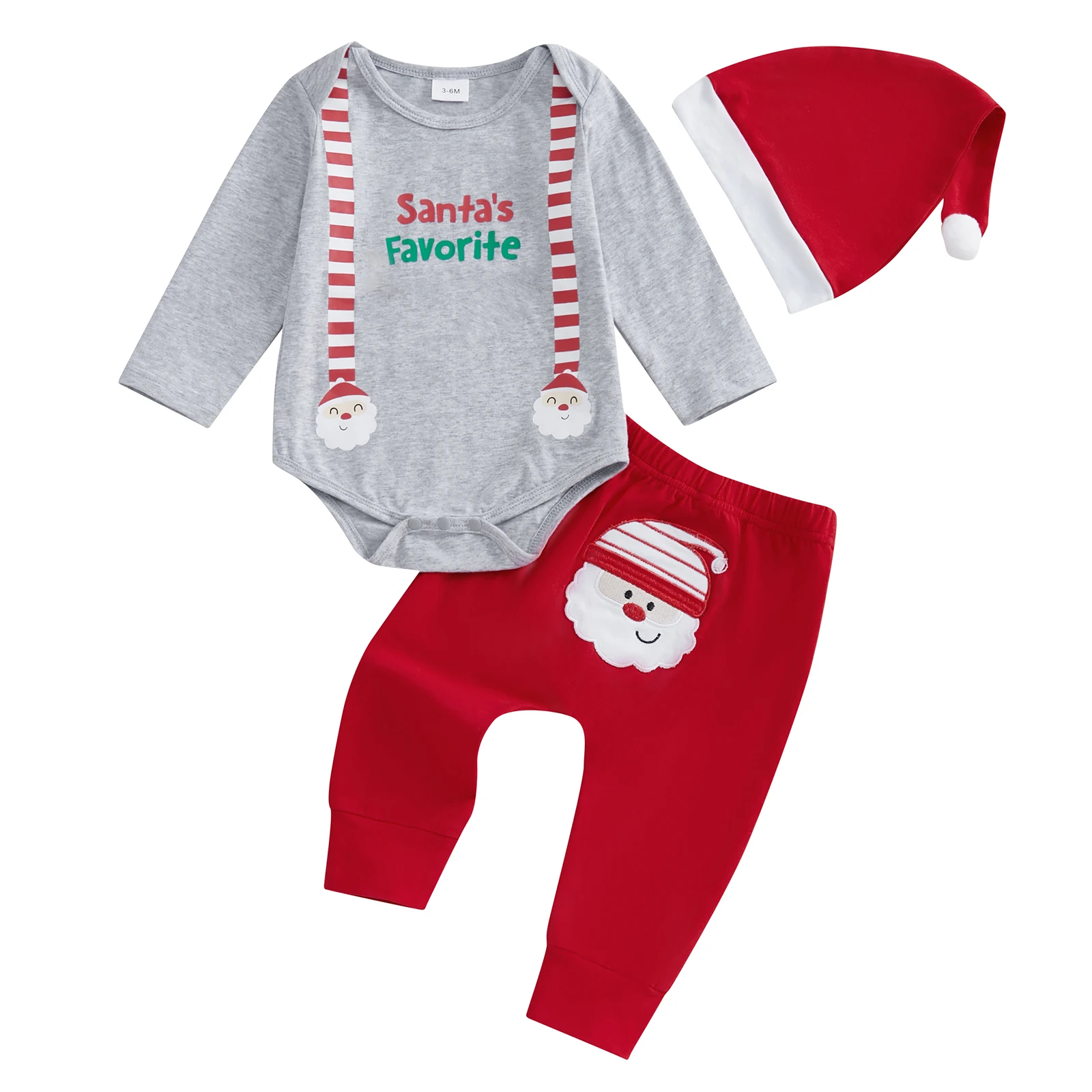 Toddler Baby Boy Christmas Outfits Autumn Clothes Letter Print Long Sleeve Romper+Santa Claus Embroidery Pants+Hat 3 Piece Sets
Toddler Baby Boy Christmas Outfits Autumn Clothes Letter Print Long Sleeve Romper+Santa Claus Embroidery Pants+Hat 3 Piece Sets