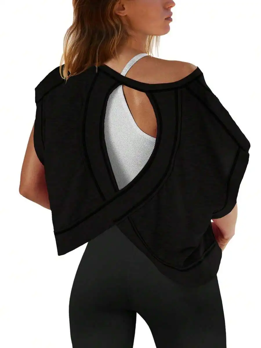 Womens Casual Short Batwing Sleeve Round Neck Backless Cotton Blend Top
Womens Casual Short Batwing Sleeve Round Neck Backless Cotton Blend Top